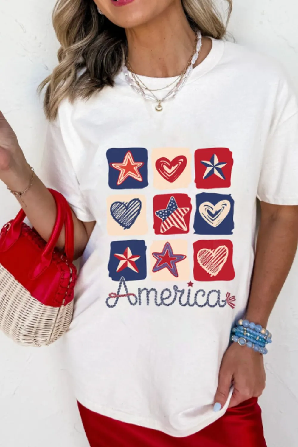 American Heart Star Checkered Graphic Tee, image 2