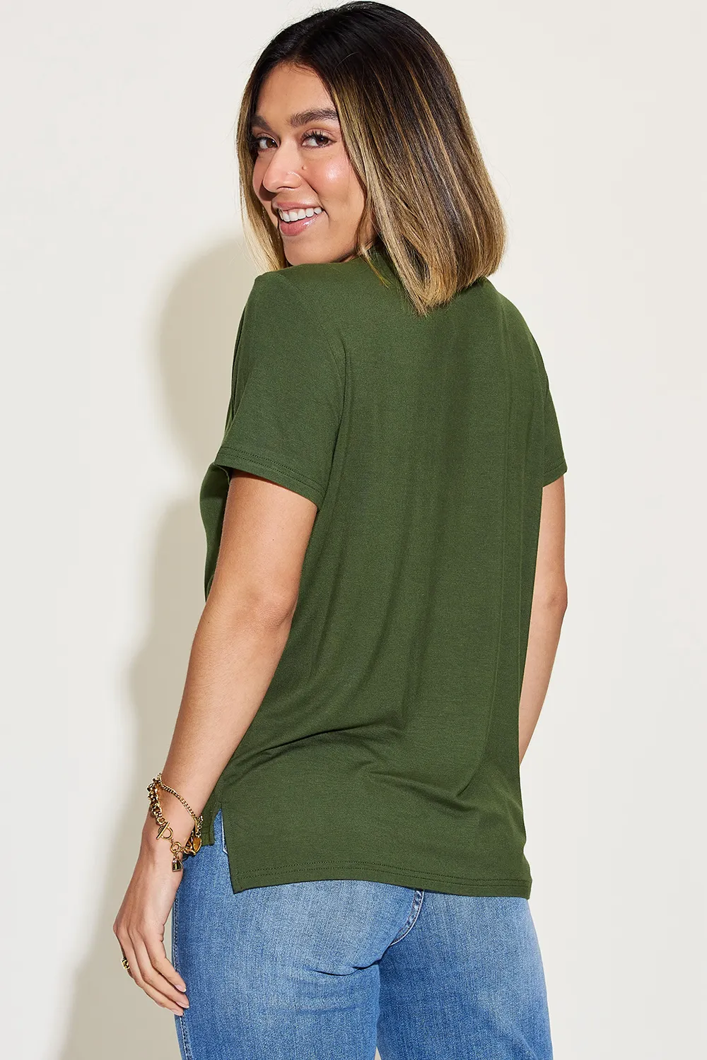 Full Size V-Neck High-Low T-Shirt, image 3