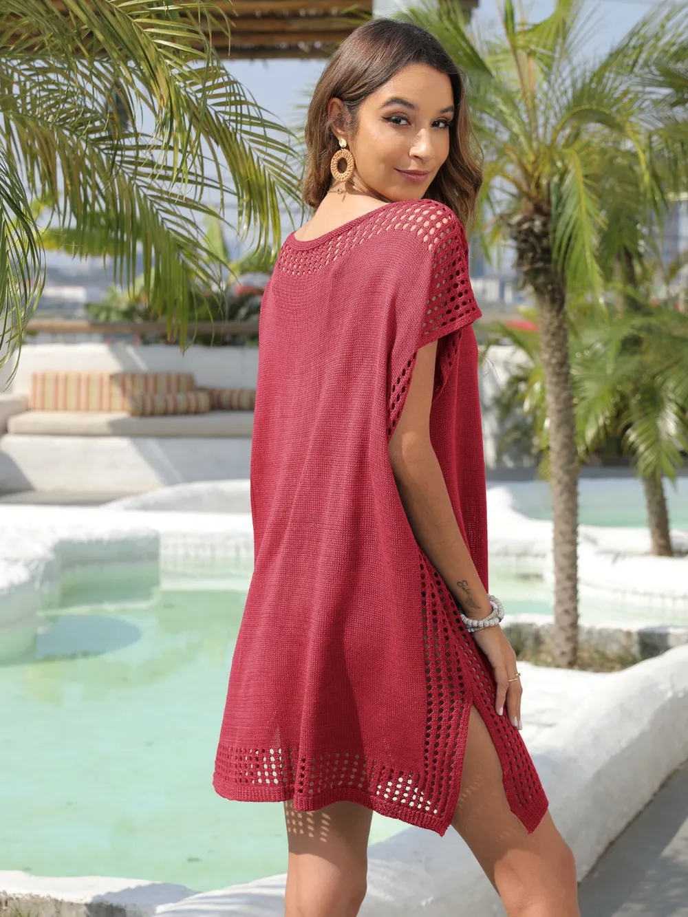Crochet Trim Beach Cover Up Dress, image 2