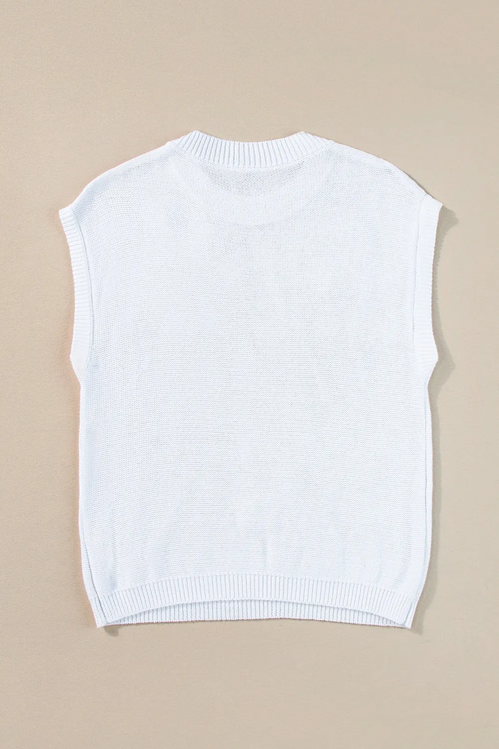 Crochet Flower Round Neck Sweater Vest, image 2