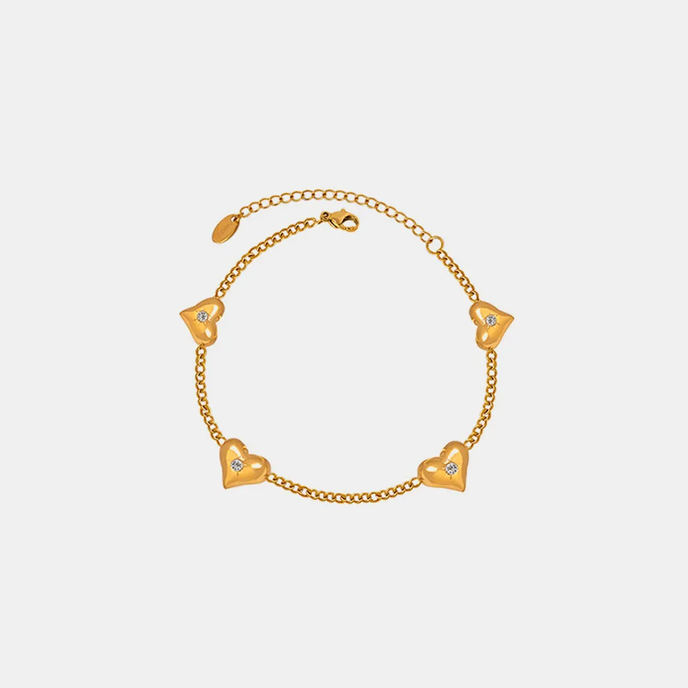 Titanium Steel Zircon Heart Bracelet, image 2