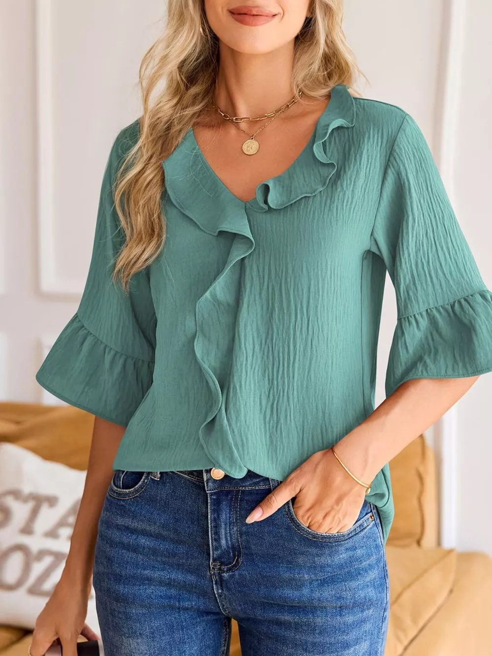 Ruffled Flounce Sleeve Blouse, image 2