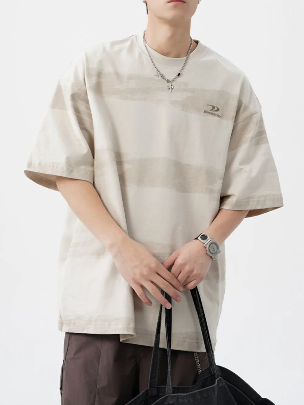 Men's Plus Size Basic style Round Neck Striped T-Shirt, image 18