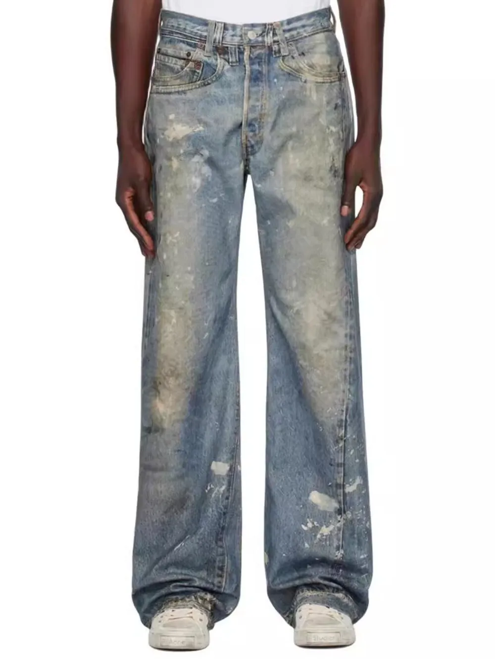 Men's Washed Printed Straight Jeans, image 2