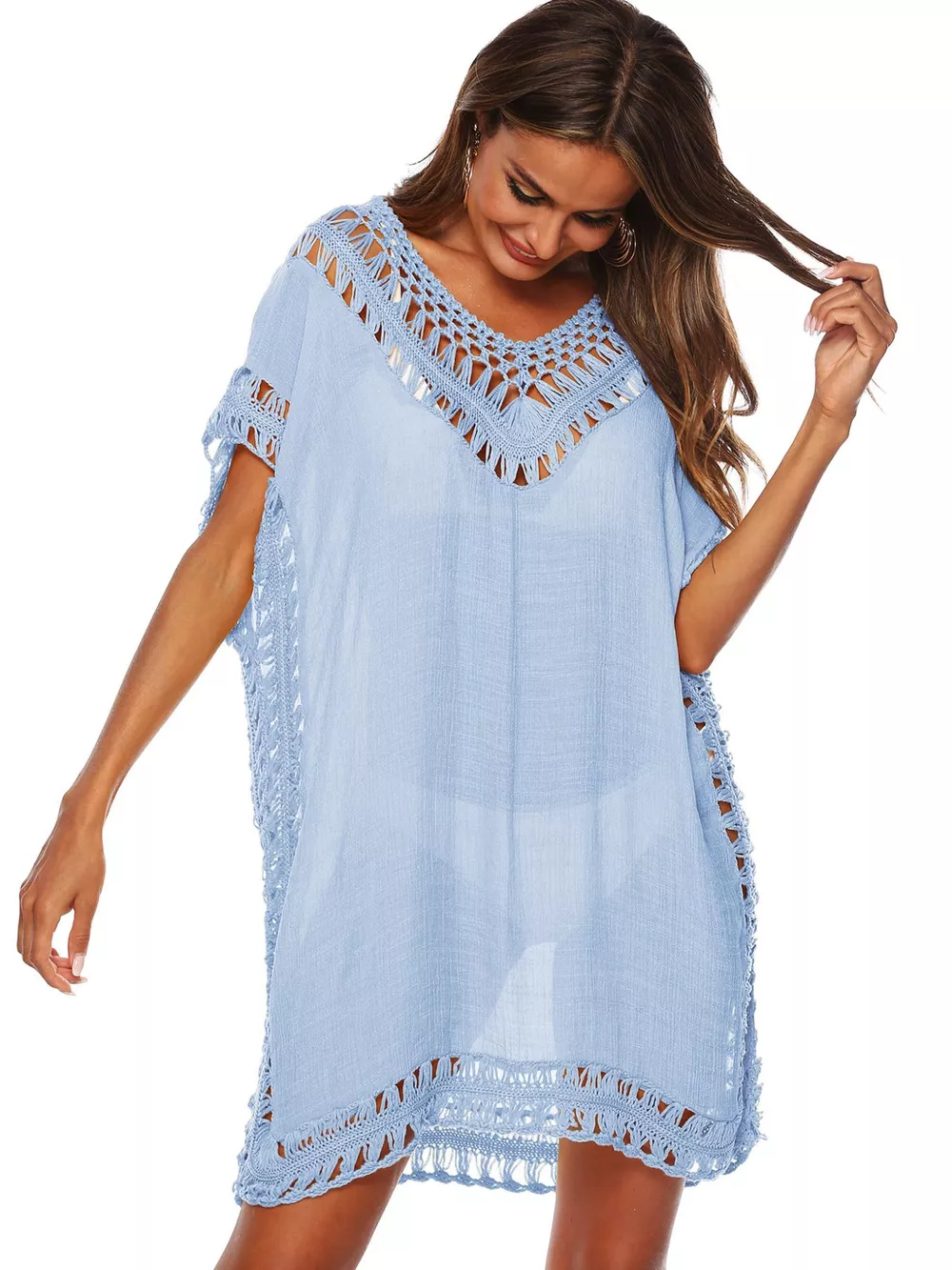 Crochet Trim V-Neck Cover-Up Dress, image 19