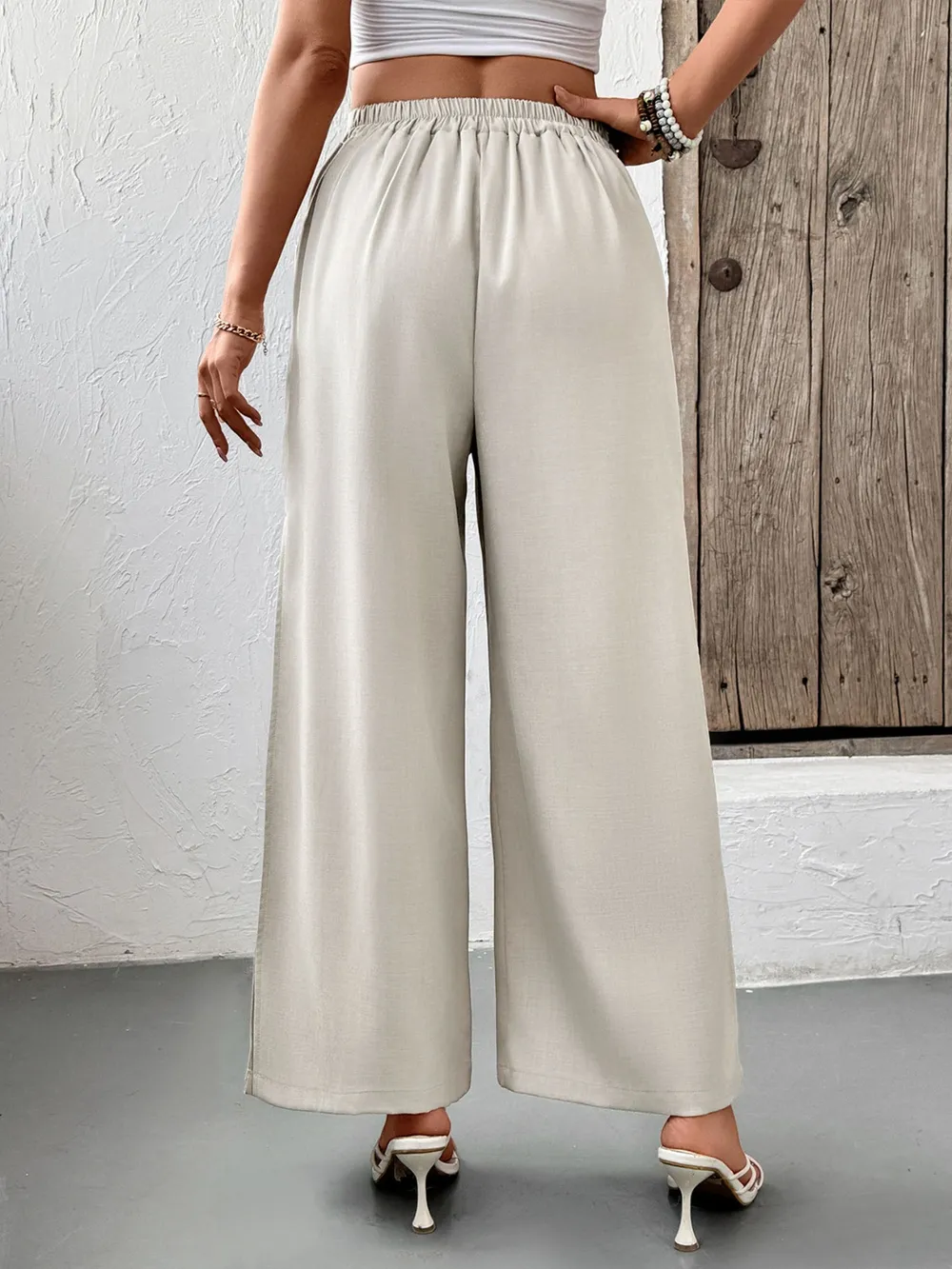 Slit Wide Leg Pleated Pants, image 2