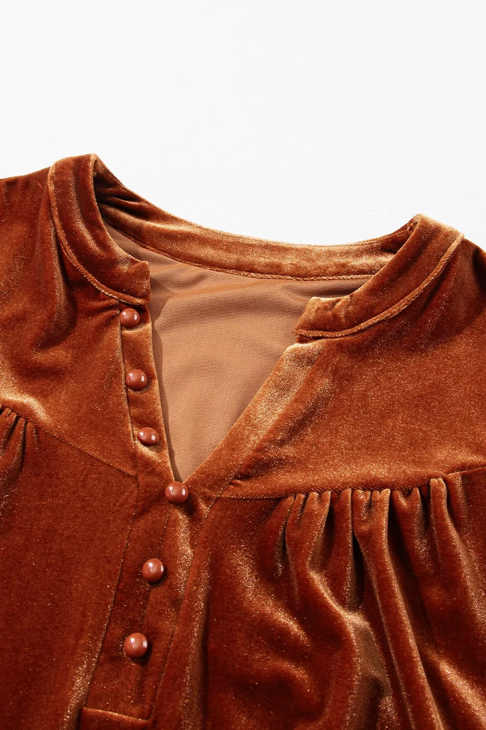 Velvet Button-Front Long Sleeve Blouse, image 2