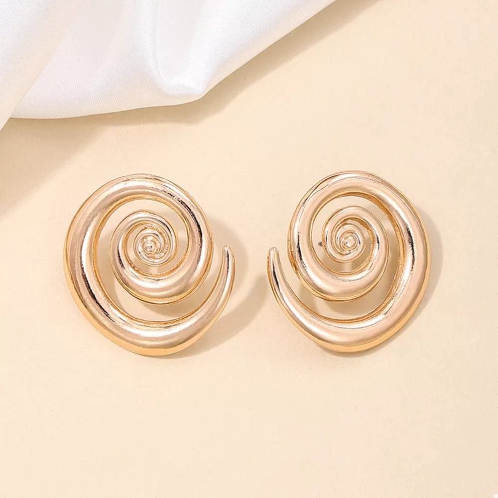 18K Gold-Plated Spiral Statement Earrings, image 2