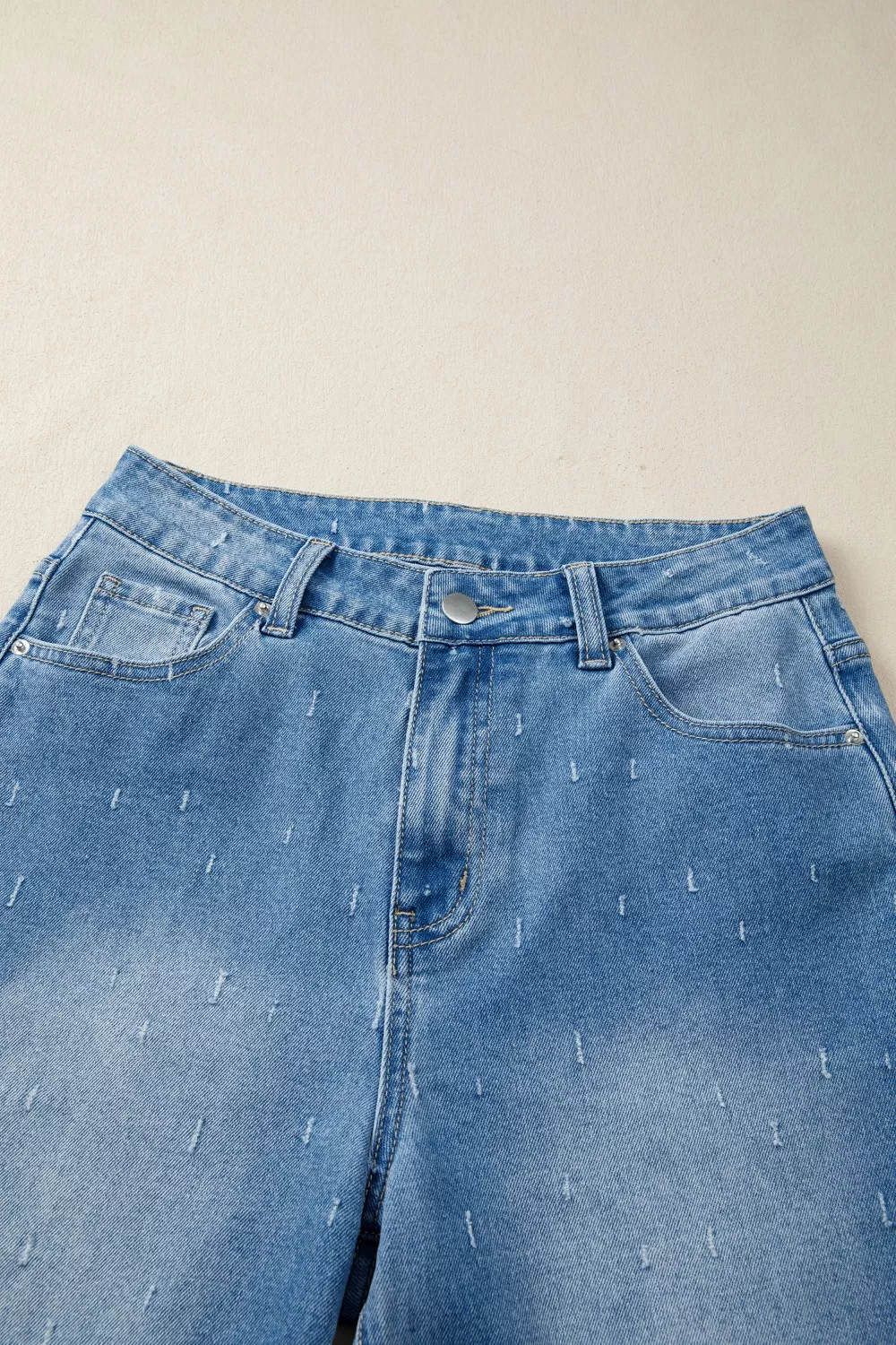 Distressed Detail Tummy Control Raw Hem Jeans, image 7