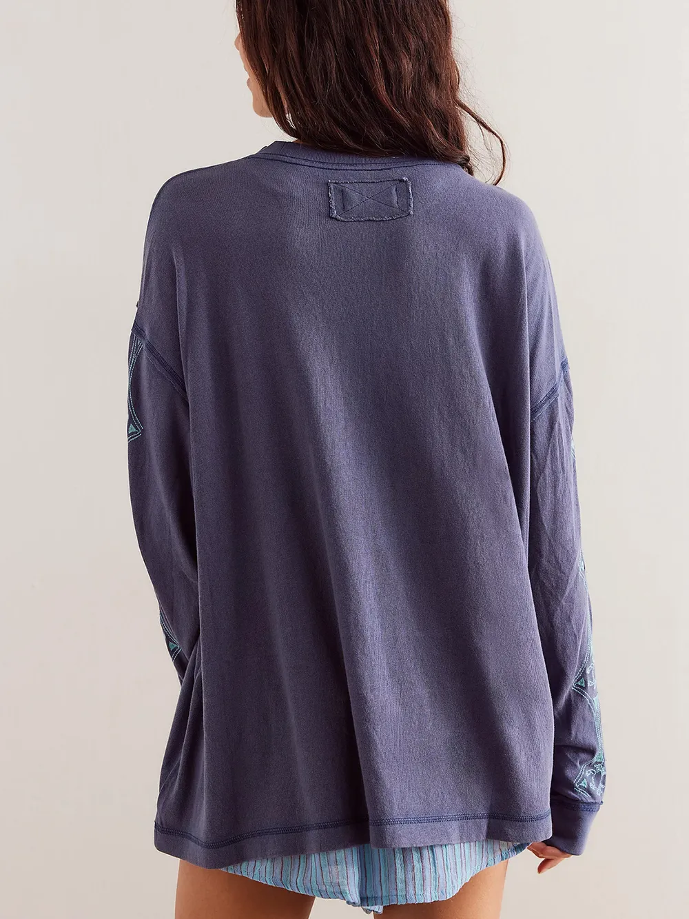 Embroidered Round Neck Long Sleeve Sweatshirt, image 3