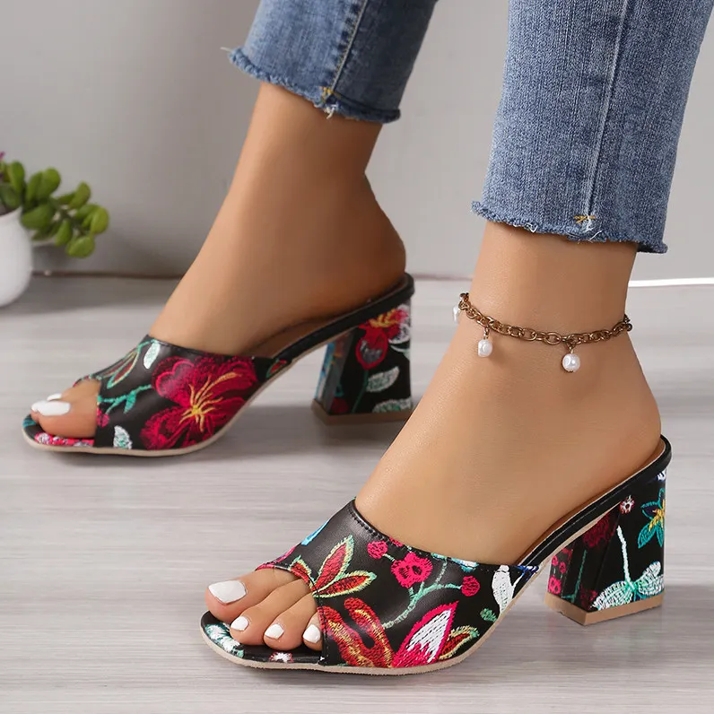 Printed Block Heels Sandals, image 7