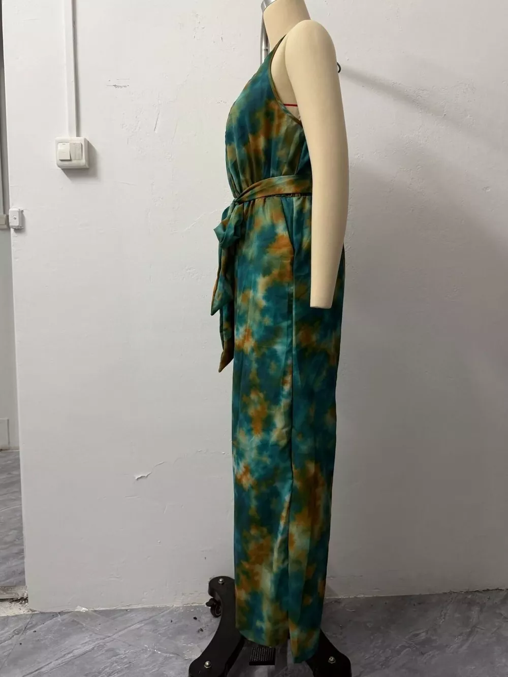Full Size Tie-Dye Halter Neck Wide-Leg Jumpsuit Plus Size, image 5
