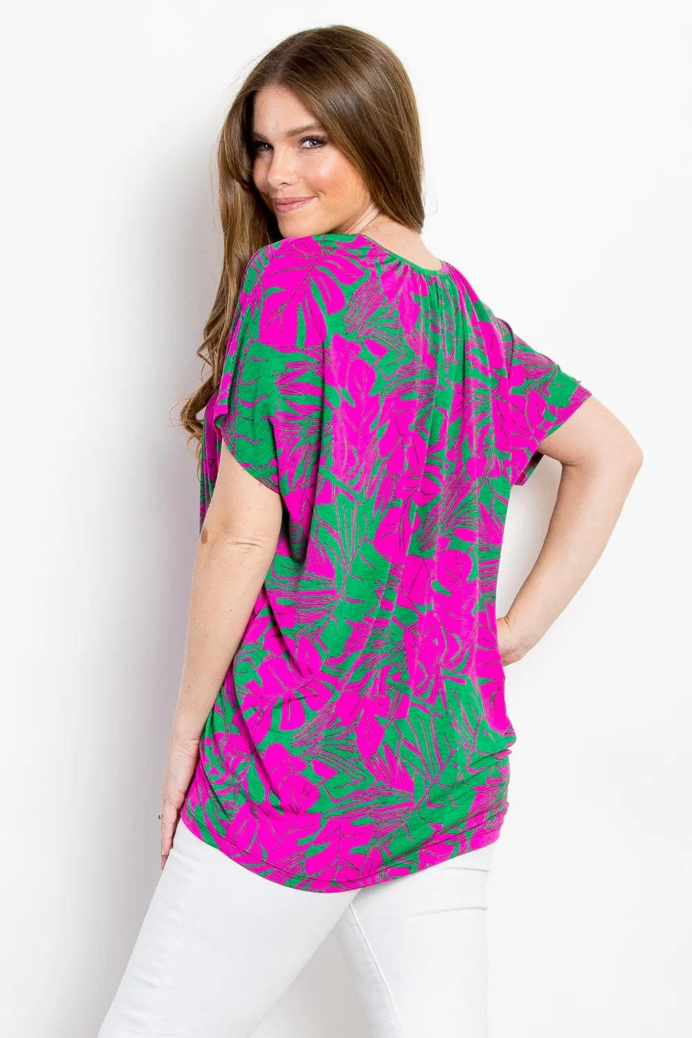 Contrast Printed Short Sleeve Top, image 2