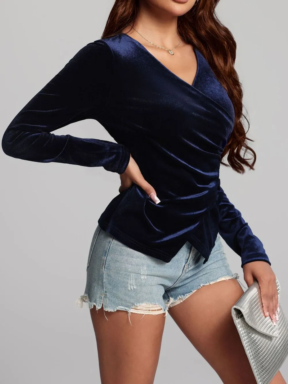 Ruched Surplice Long Sleeve Top, image 12
