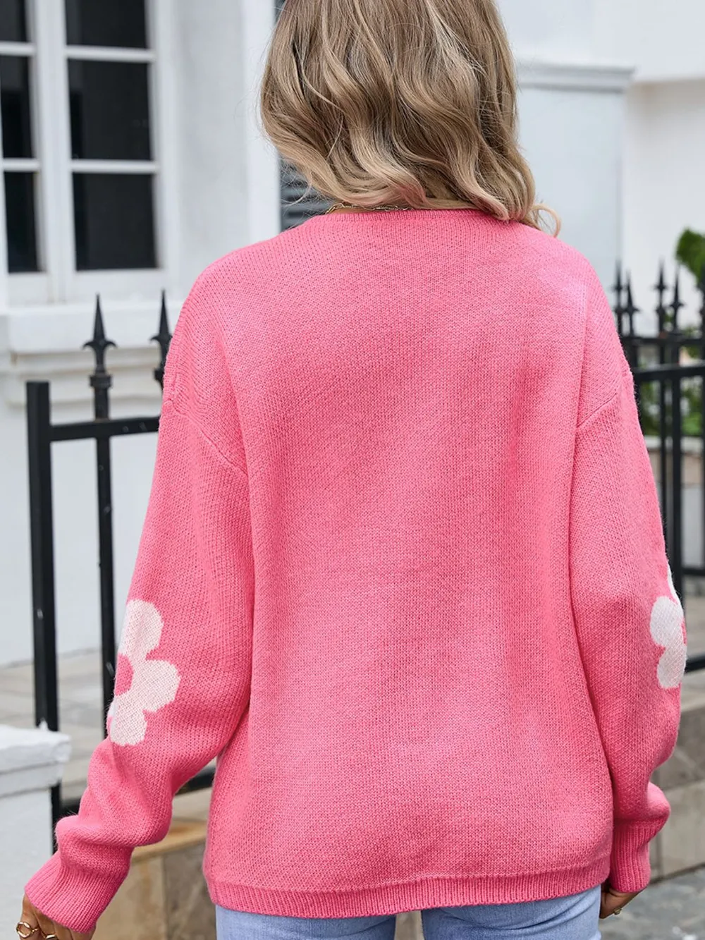Flower Open Front Long Sleeve Cardigan, image 7
