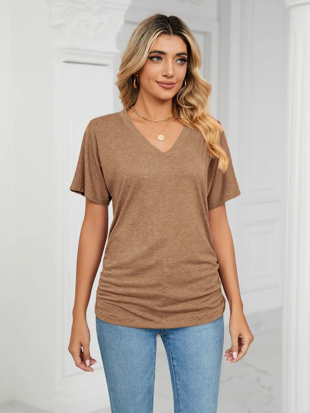 V-Neck Short Sleeve T-Shirt, image 4