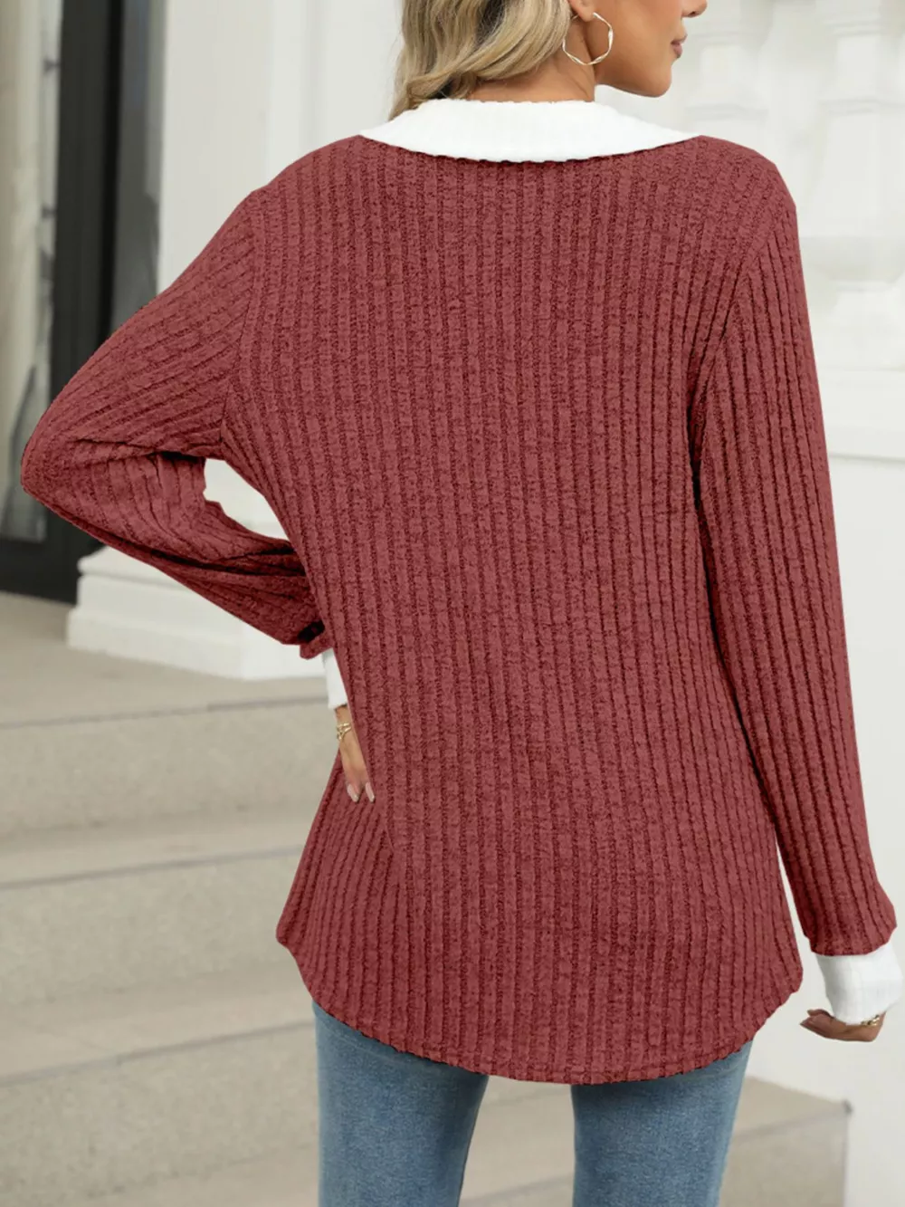 Ribbed Knit Long Sleeve T-Shirt, image 31