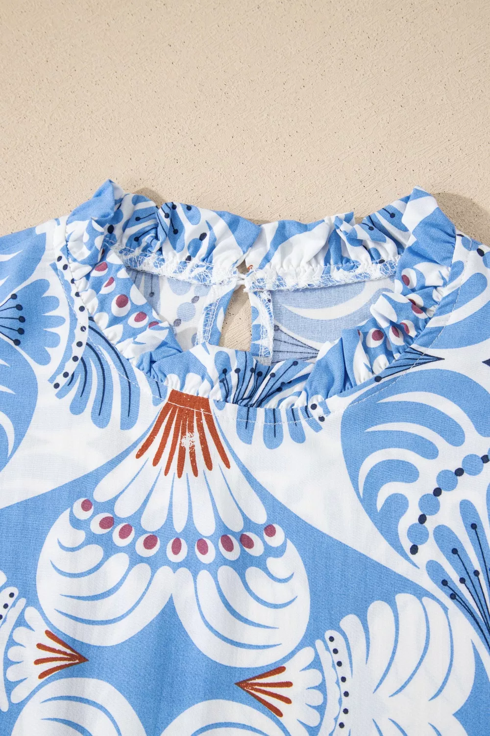 Tropical Botanic Print Flutter Sleeve Vacation Dress, image 8