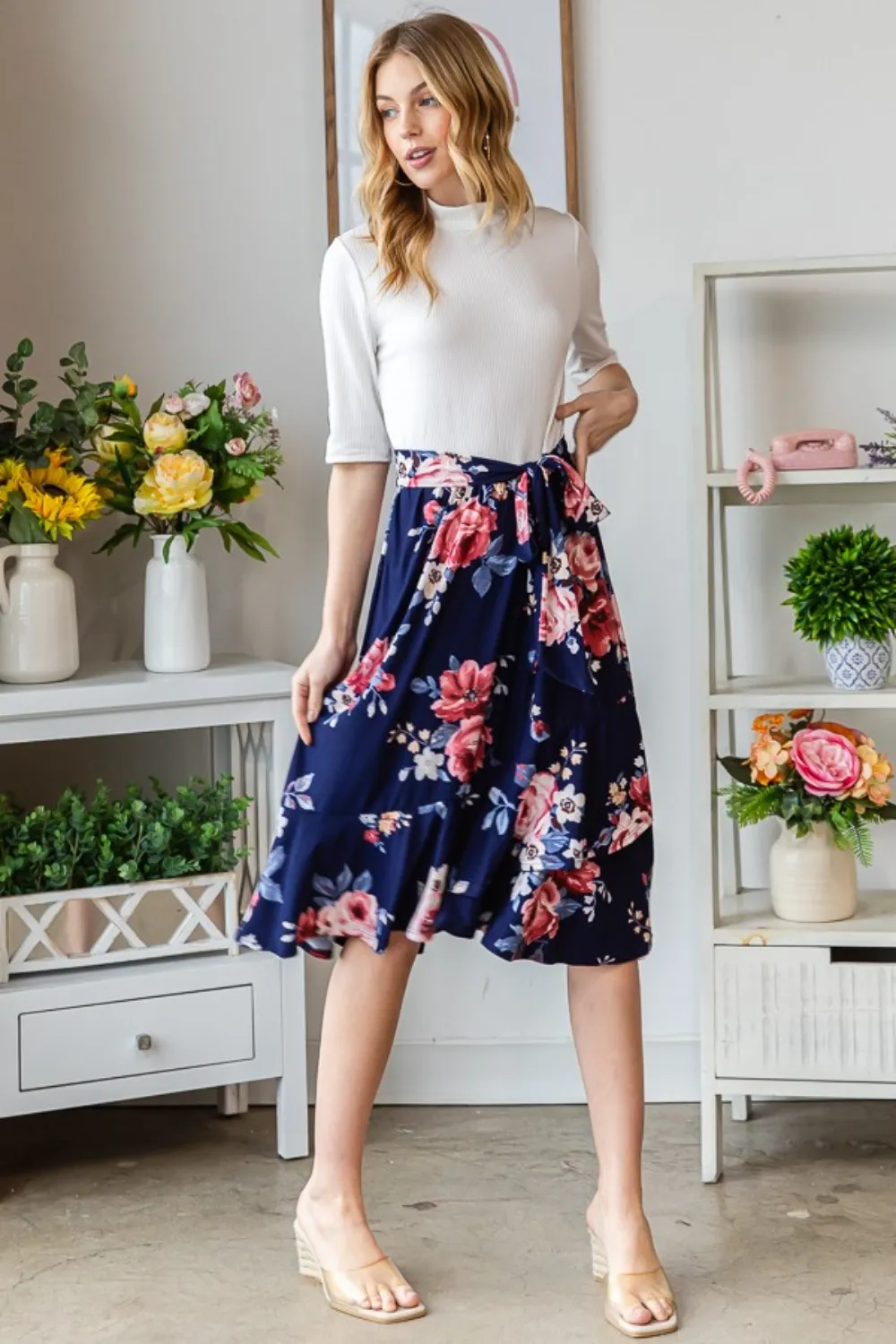 Floral Wrap Ruffled Dress, image 2