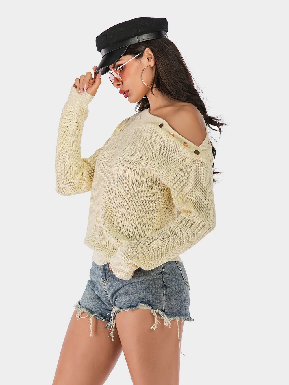 One Shoulder Long Sleeve Sweater, image 3