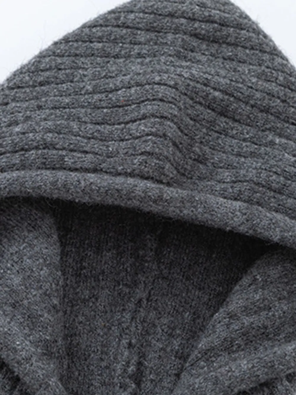 Men's Drawstring Ribbed Hooded Sweater, image 5