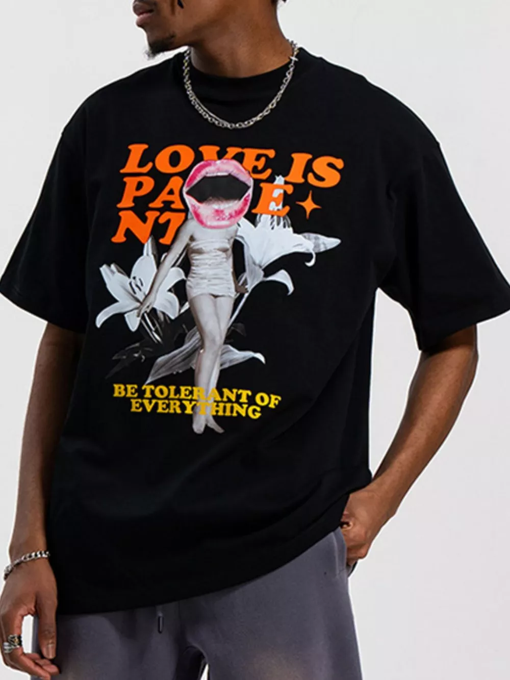 Men's Oversized Round Neck Graphic Short Sleeve T-Shirt