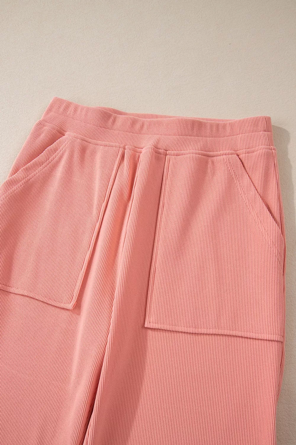 Ribbed Round Neck Top and Pants Set, image 3