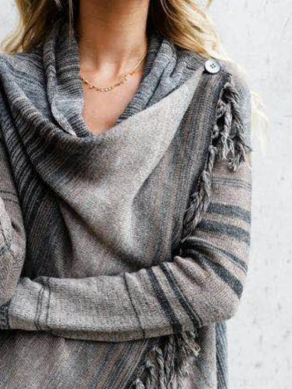 Fringe Long Sleeve Wrap Cardigan, image 4