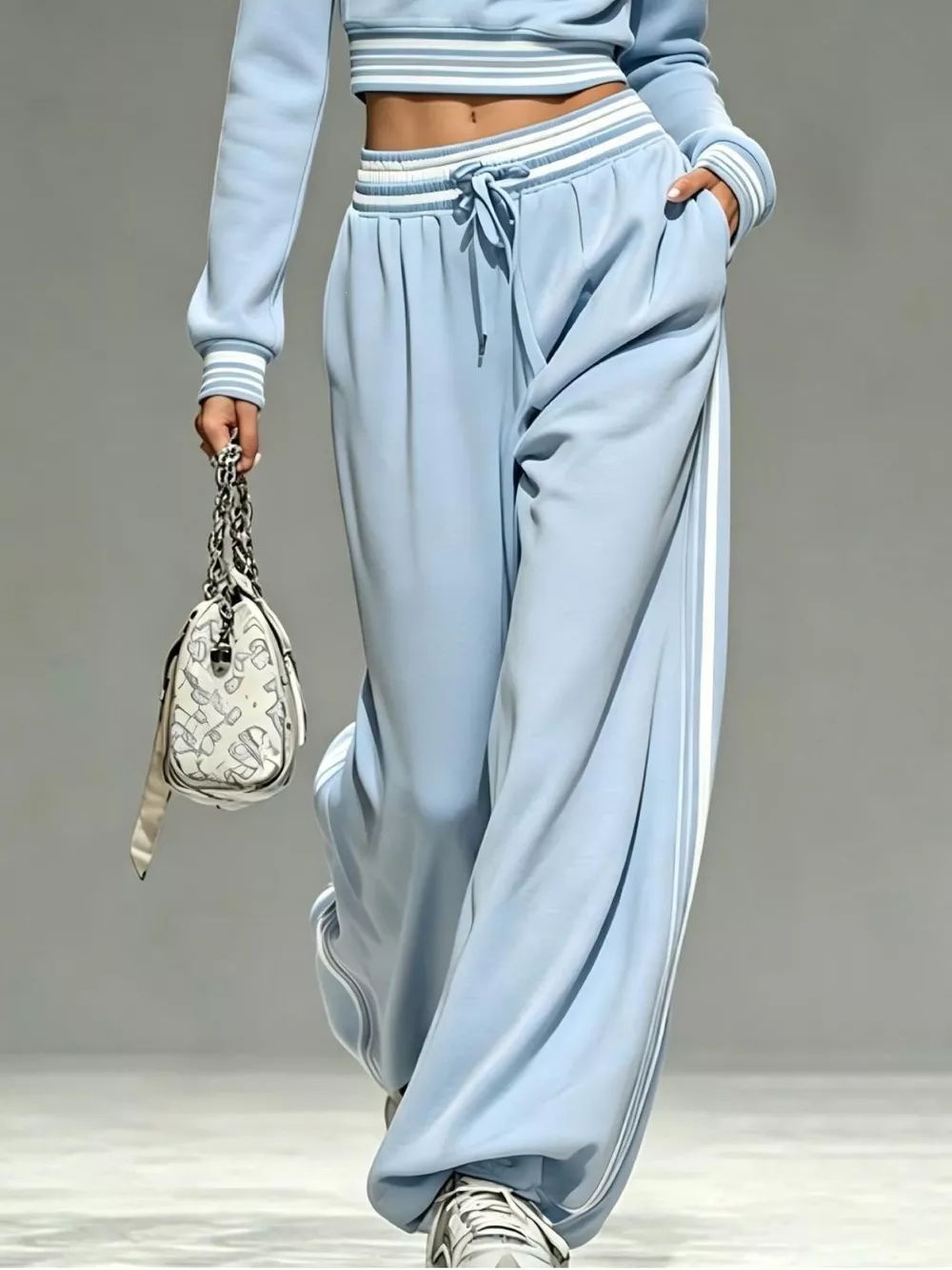 Full Size Half Zip Cropped Top and Pants Set Plus Size, image 4