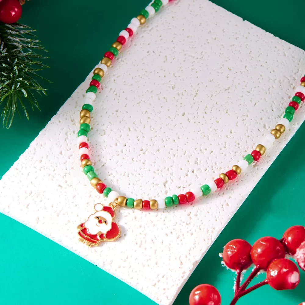 Christmas Themed Beaded Pendant Necklace, image 4