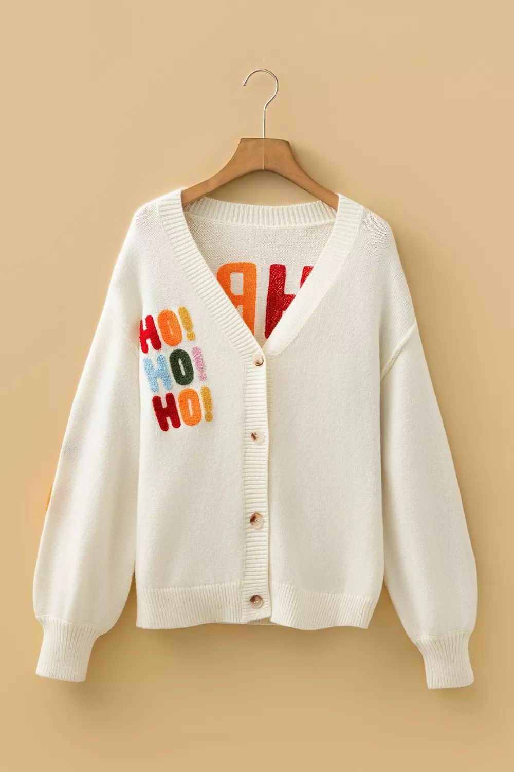 'HO HO HO' Button Up Knit Cardigan, image 7