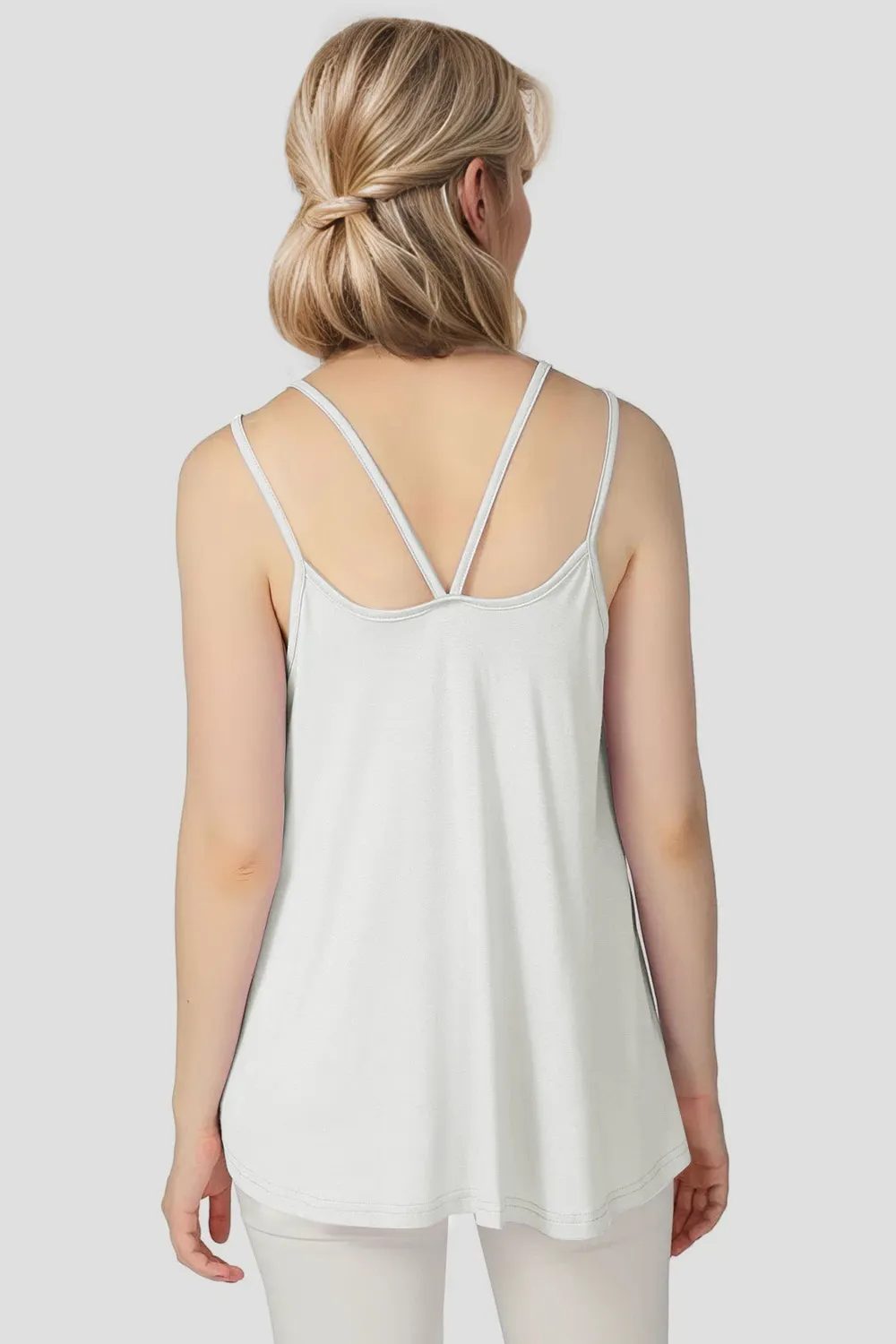 Bamboo Scoop Neck Double Spaghetti Straps Cami, image 2