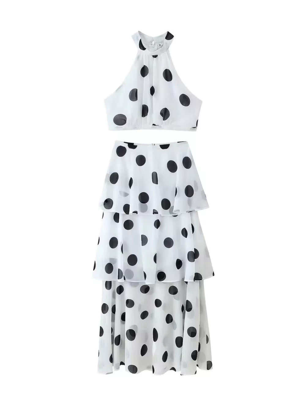 Polka Dot Sleeveless Top and Layered Skirt Set, image 2