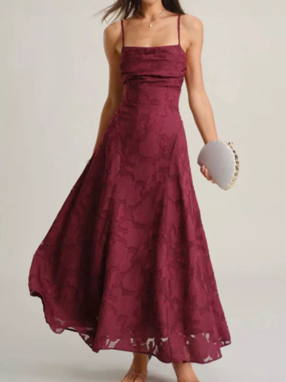 Lace Up Back Spaghetti Strap Maxi Dress, image 2