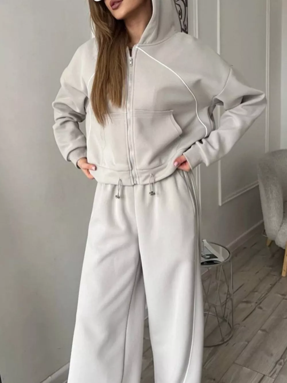 Fleece Zip-Up Hoodie and Joggers Set, image 22