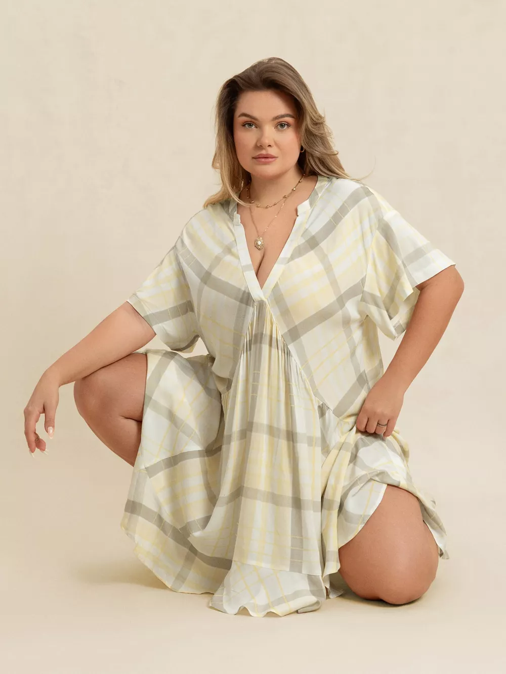 Plus Size Plaid Flutter Sleeve Dress, image 5