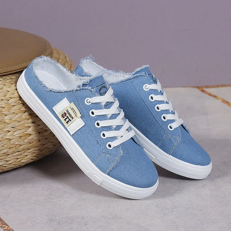 Frayed Hem Lace Up Canvas Sneakers, image 2