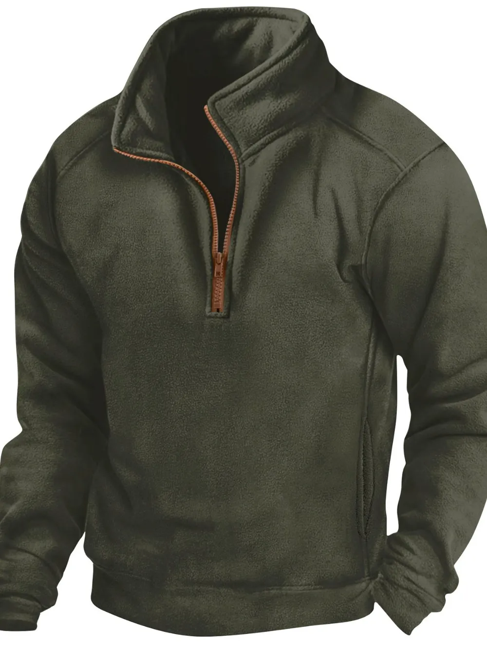 Men's Full Size Half Zip Long Sleeve Sweatshirt Plus Size