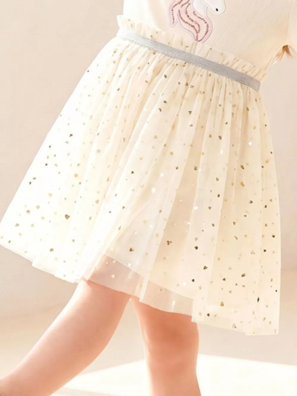 Children's Unicorn Applique Ruffle Trim Tulle Dress, image 4