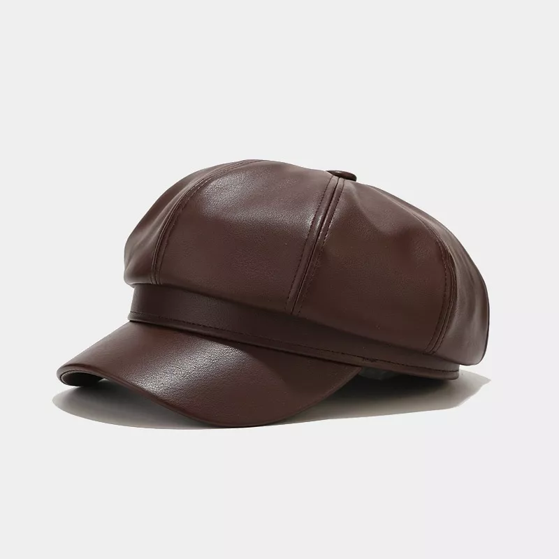 Faux Leather Newsboy Hat, image 2