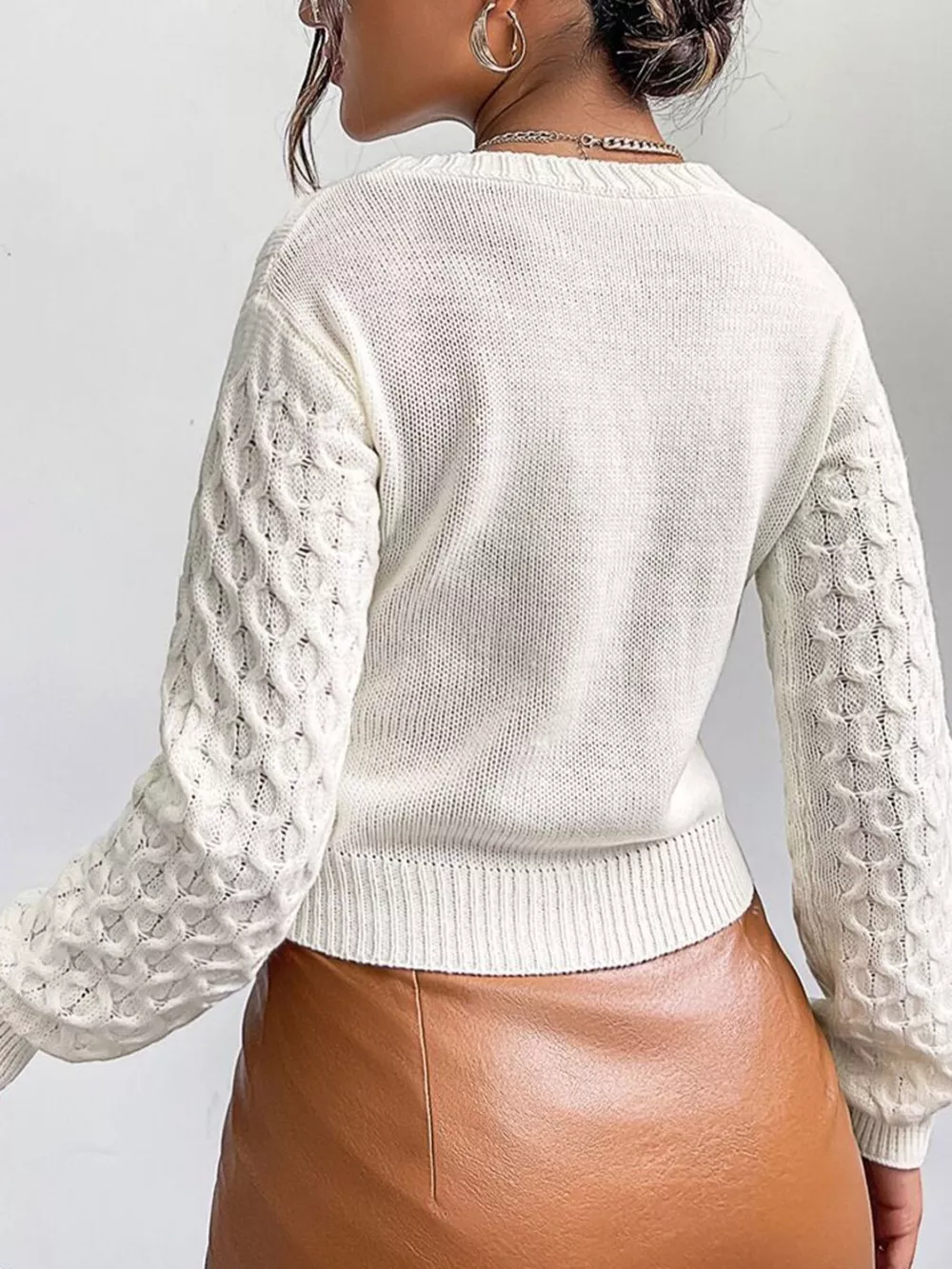 Cable Knit Button-Down Cardigan, image 5