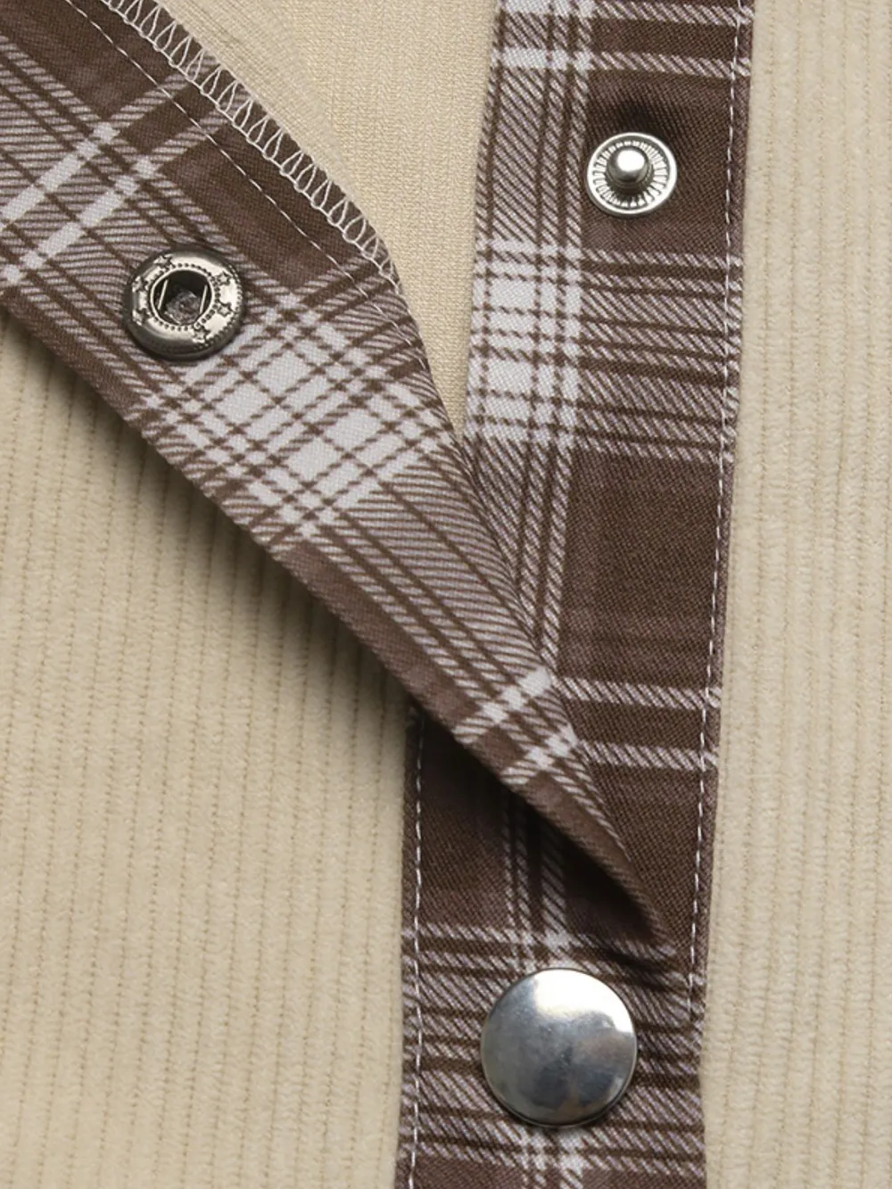 Plaid Hem Button Up Long Sleeve Shacket, image 3