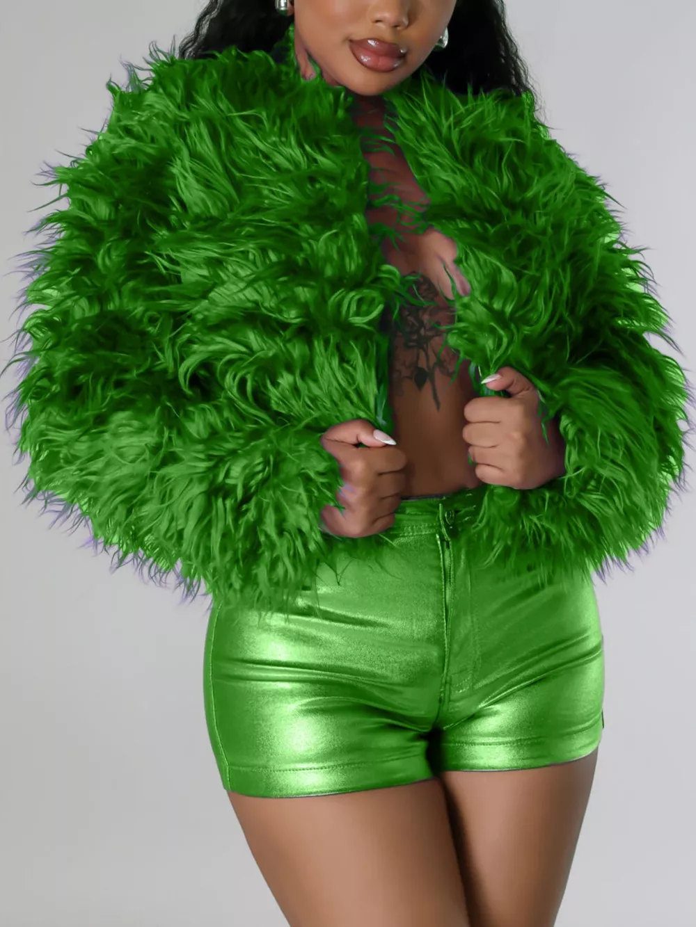 Faux Fur Open Front Cropped Outerwear, image 20