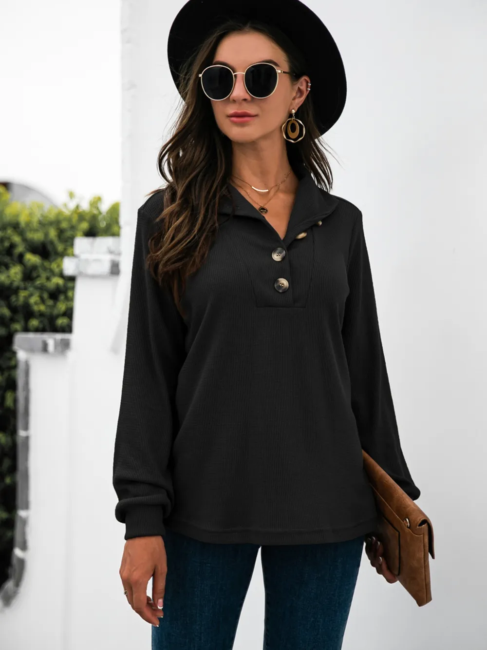 Half Button Long Sleeve T-Shirt, image 11