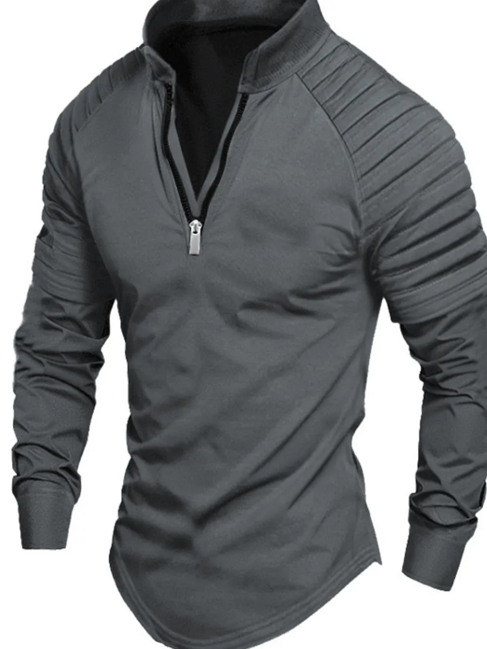 Men's Full Size Quarter Zip Long Sleeve Polo Plus SIze, image 6
