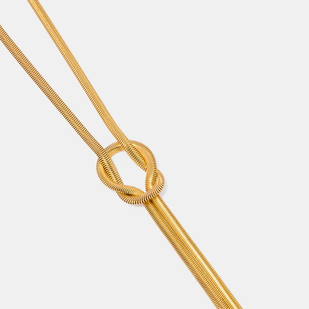 Double Layered Knot Herringbone Choker Necklace, image 2