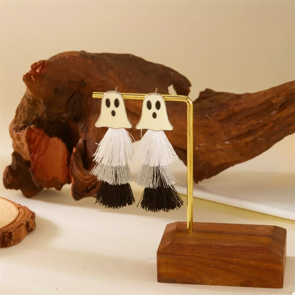 Halloween Ghost and Pumpkin Dangle Earrings, image 4