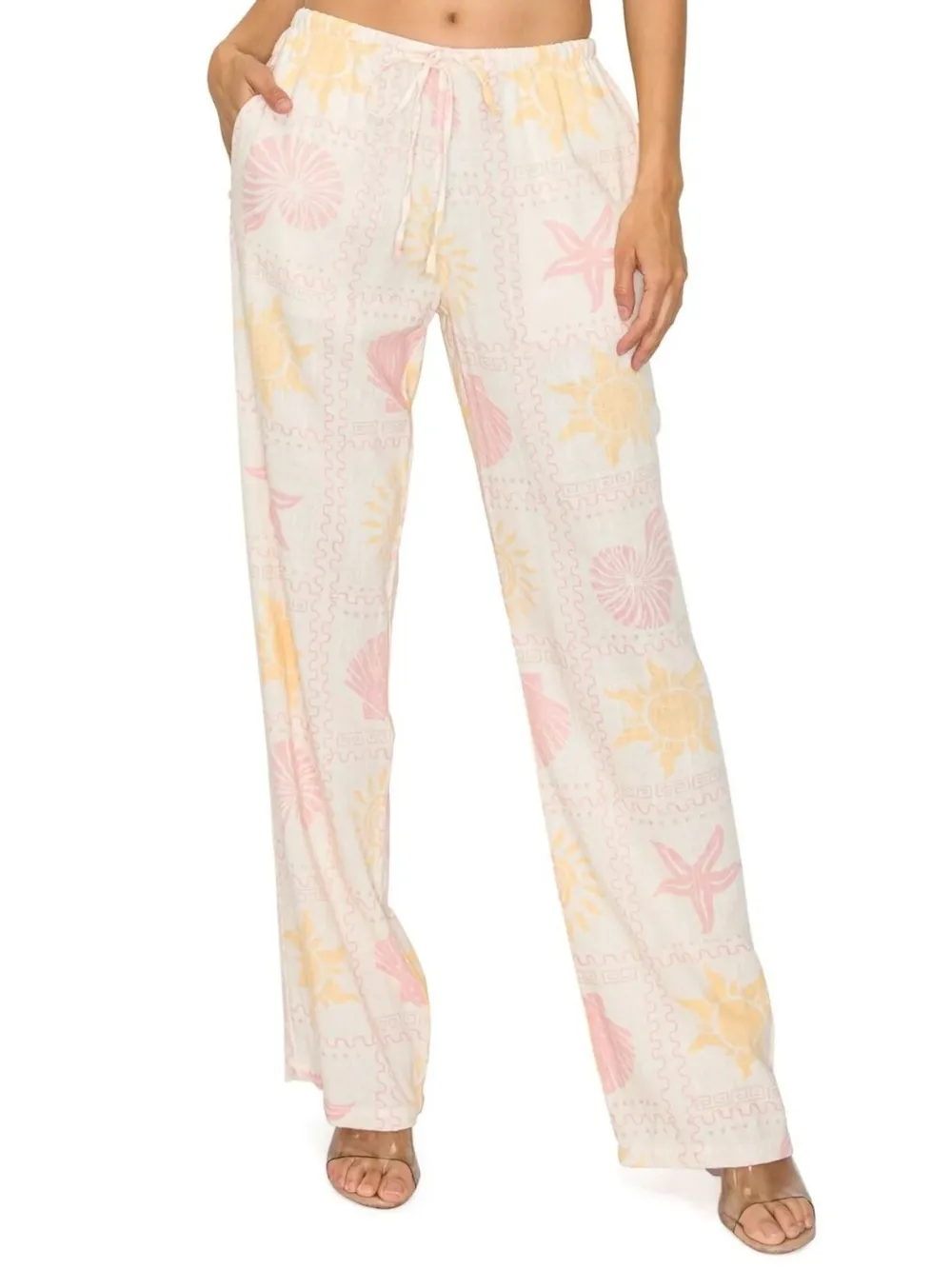 Printed Drawstring Straight Pants, image 2