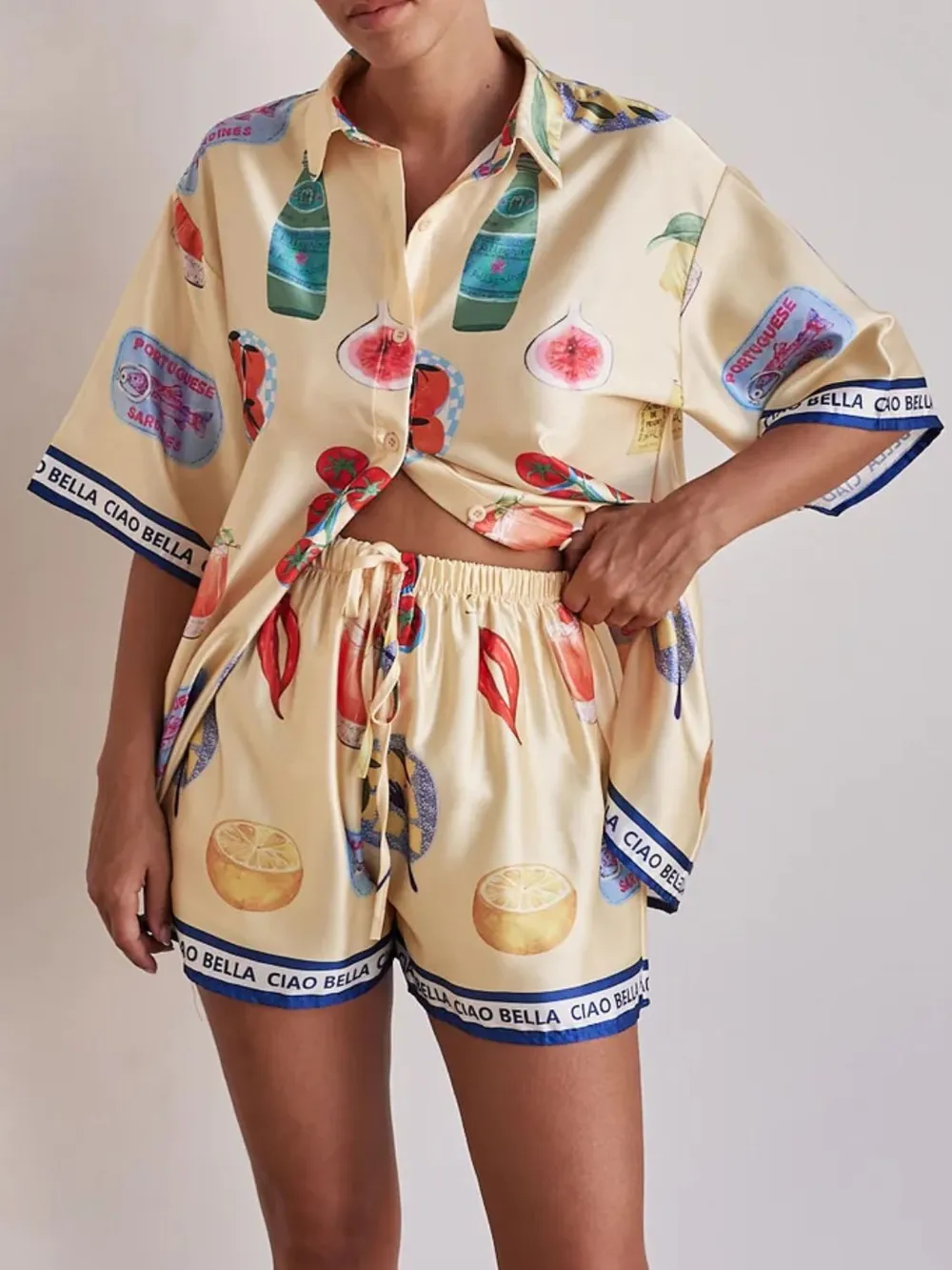 Printed Button Up Top and Shorts Set, image 4