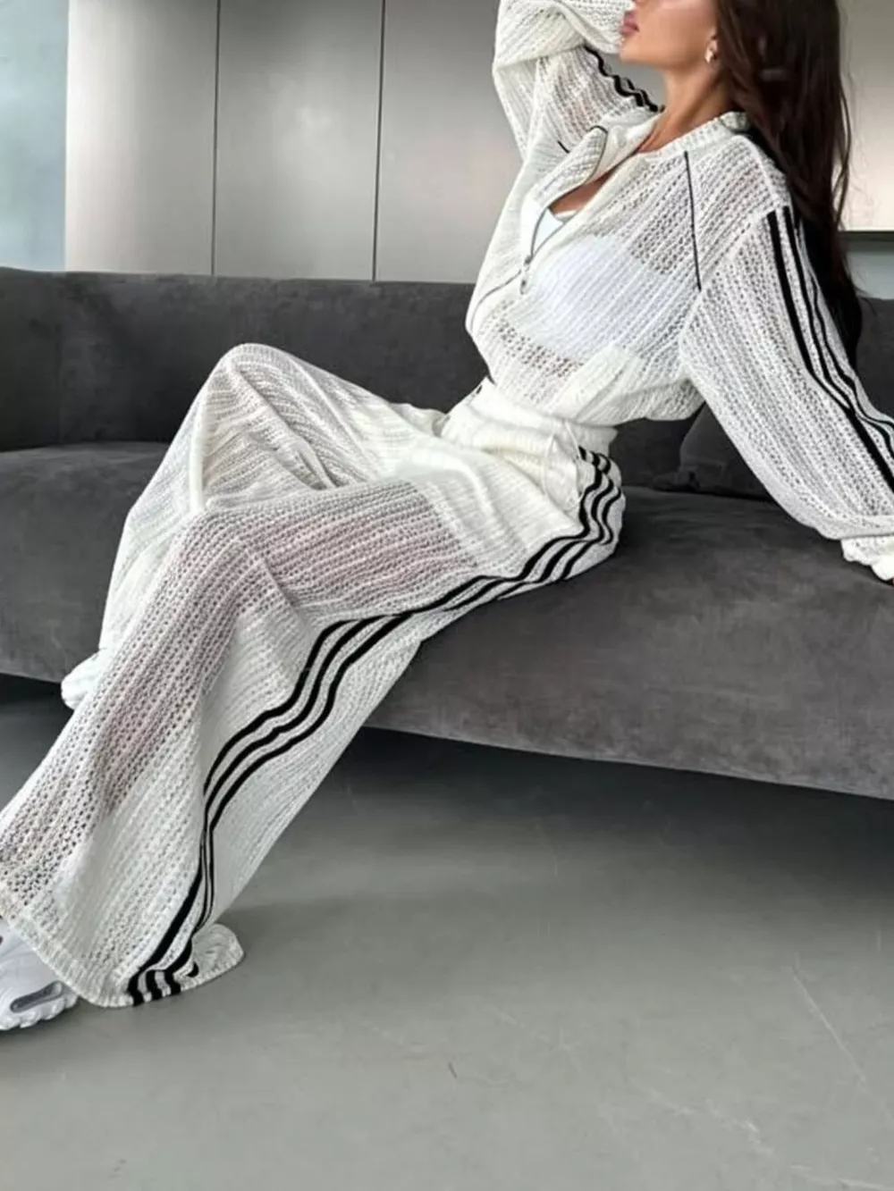 Side Stripes Zip Up Top and Pants Set, image 9